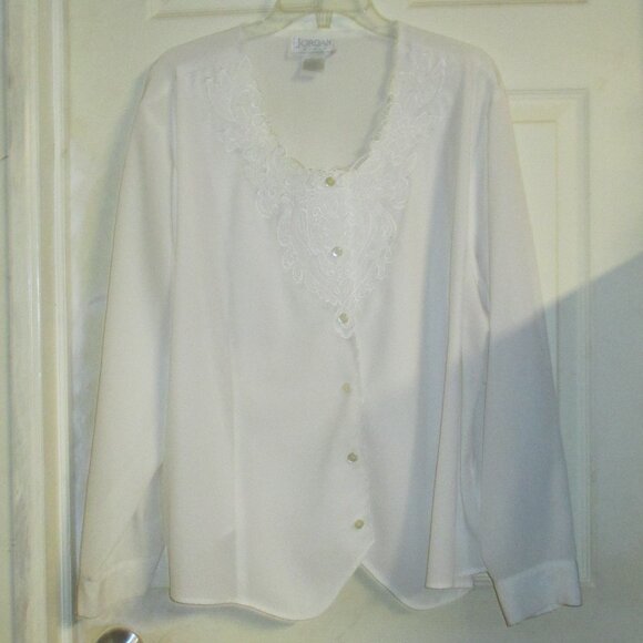 Shirt: “Jordan Woman” Sz:24W, Button Down, Round Collar, Long Sleeve, Off White - Picture 6 of 12